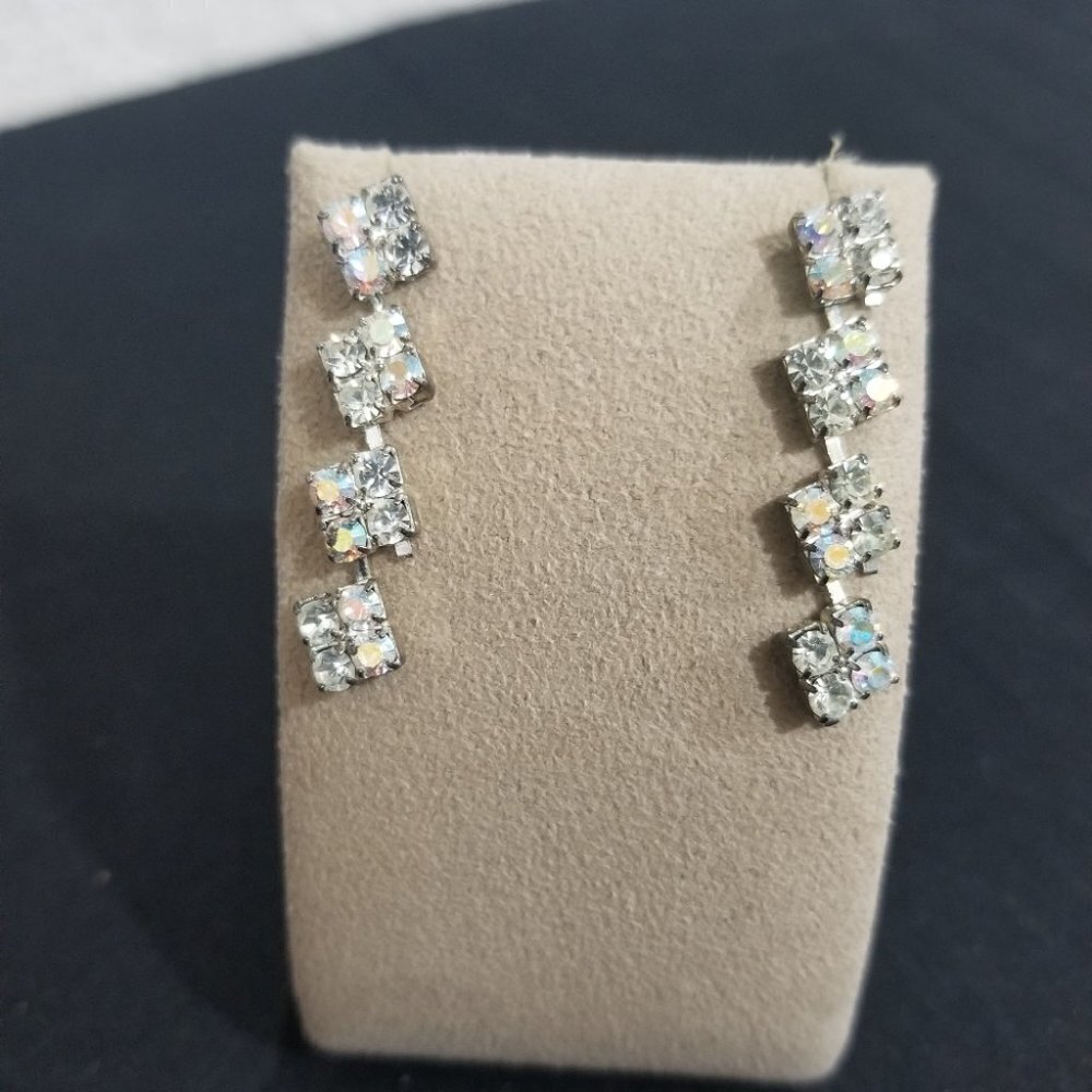 Vintage rhinestone Aurora Borealis earrings
